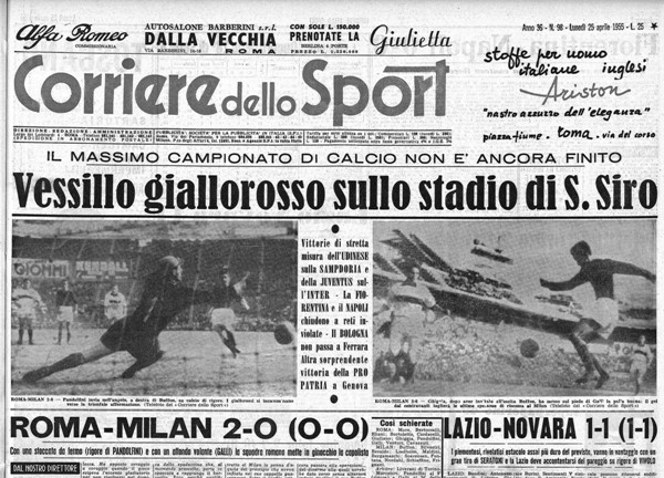 Milan Roma 0-2 1955